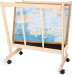 Genmous Wood Large Print With Castors - Artist Display And Storage Rack,nat. Fixed Price $71.99.