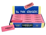 Sargent Art Large Erasers 36 Per Pack Light Pink Count. Fixed Price $12.99.