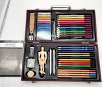 Drawing Artist Set Masters Touch Sketch Colored Pencils Erasers Mannequin Box. Fixed Price $22.50.