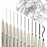 12 Pcs Drawing Pens, Black Fine Line For Artist Illustration.... Fixed Price $18.79.