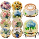 8 Pcs Diamond Art Coasters Hydrangea Full Drill Diy Painting Set. Fixed Price $15.99.