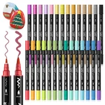 Shuttle Art 28 Metallic Colors Dual Tip Acrylic Paint Markers, Brush And .... Fixed Price $19.23.
