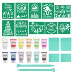 Dgaga 28 Pcs Silk Screen Stencils And Chalk Paste Set Christmas Mesh Transfers. Fixed Price $51.53.