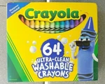 Crayola 64 Ultra Washable Crayons Assorted Colors Hinged Top With Sharpener. Fixed Price $9.99.