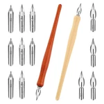 Larrel Pcs Dip Pen Set, Wooden Count (pack Of 14), Earthy Yellow. Fixed Price $9.38.