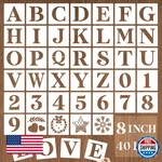 Yeajon 8" Letter & Number Stencils, 40 Pcs Alphabet Drawing Templates, Reusable. Fixed Price $31.32.