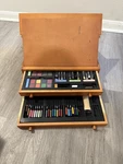 Gallery Tabletop 2-DRAWER Easel Art Set 78 Piece Wooden Portable Box Good Used. Fixed Price $19.90.