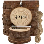 Unfinished Natural Wooden Slices 40 Pcs 3.2-4 Inch Circles For Crafts Di.... Fixed Price $35.64.