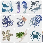 Mayjoydiy 9PCS Sea Ocean Creatures Stencils 7.8" Animal Painting Template. Fixed Price $16.46.