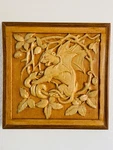 Vintage Wood Carving Relief Wall Art Winged Lion Chimera Dragon Serpent 3D Panel. Fixed Price $89.95.