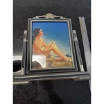 Vintage Art Deco Nude Woman Print Metal Easel Frame Desk Top Display. Fixed Price $150.00.