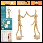12" Wooden Posable & Female Manikin Figures - Articulated Drawing Model Wit. Fixed Price $36.89.
