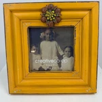 Creative Co-op Yellow Wood 5X5 Picture Frame Floral Jeweled Rustic Distressed. Fixed Price $15.99.