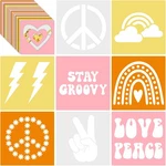 24 Pcs Boho Groovy Peace Stencil Set 8 X Inch Plastic Drawing Painting Chal.... Fixed Price $31.45.