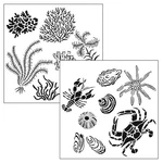 The Crafter Workshop Reusable Ocean Stencil For Painting & Crafts, 6"X6". Fixed Price $15.59.
