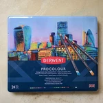 Derwent Colored Pencils, Procolour, Drawing, Art, Metal Tin 24 Count New Britain. Fixed Price $45.00.