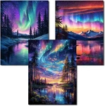 Axquilon Diamond Art Kits For Adults, 12X16IN(30X40CM), 3-PACK Aurora. Fixed Price $22.66.