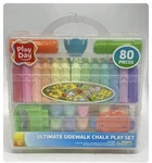 Play Day Ultimate Sidewalk Chalk Set 80 Pcs W/ Carrying Case, Stencils & Holders. Fixed Price $18.50.
