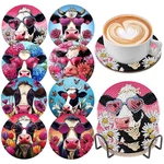 8 Pcs Cow Diamond Art Coasters Kits For Adults Diy Wall Decoration Tools. Fixed Price $18.99.