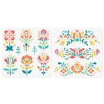 2PCS Flower Polish Folk Art Stencils For Painting, 11.8"X11.8" Plastic Floral.... Fixed Price $15.76.