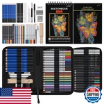 Prina 76-PACK Pro Drawing Sketching Art Set Kit W/ 3-COLOR Sketchbook. Fixed Price $36.75.