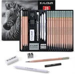Kalour 28PC Sketching Pencil Set 14B 5H Graphite & Charcoal Art Kit. Fixed Price $17.99.