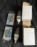 2 Cocoarm E14 Color Changing Light Bulbs Candle Base Led & Remote Controls. Fixed Price $10.00.