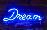 Isaac Jacobs 17" By 6" Inch Led Neon Blue Dream Wall Sign For Cool. Fixed Price $36.52.