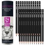 Hiforny 24-PIECE Graphite Sketching Pencil Set 14B-5H, Ideal Black. Fixed Price $15.58.