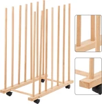 Large Art Storage Rack With Four Caster Wheels - Wooden Canvas Stand. Fixed Price $74.85.