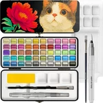 Artistro 50 Metallic Colors Watercolor Paint Set - Portable With Palet. Fixed Price $28.99.