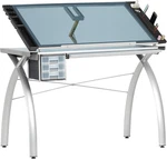 Adjustable Futura Crafting & Drafting With Silver/blue Glass Top. Fixed Price $444.99.