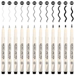 Black Micro Pens Set - 12 Sizes (0.23MM To 5MM), Waterproof Archival Ink, Fin.... Fixed Price $26.37.