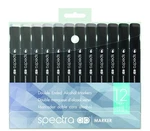 Chartpak Spectra Ad Marker, Tri-nib And Brush Dual-tip, 12 Assorted Cool Gray. Fixed Price $77.26.