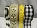 Summer Ribbon Lot Black White Yellow Bee Honeycomb Pattern Strip 20 Yards Total. Fixed Price $14.99.